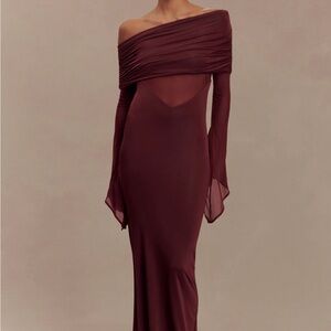 Meshki One Shoulder Burgundy Dress